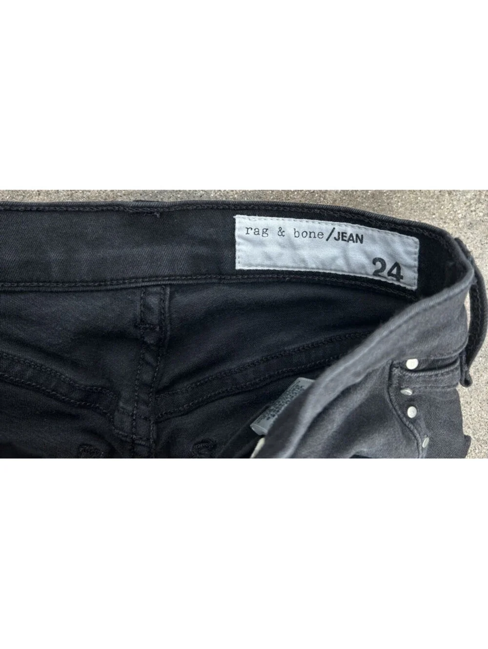 Rag & Bone Black High-Rise Skinny Leg Jeans Black Studded US 24Wx28L